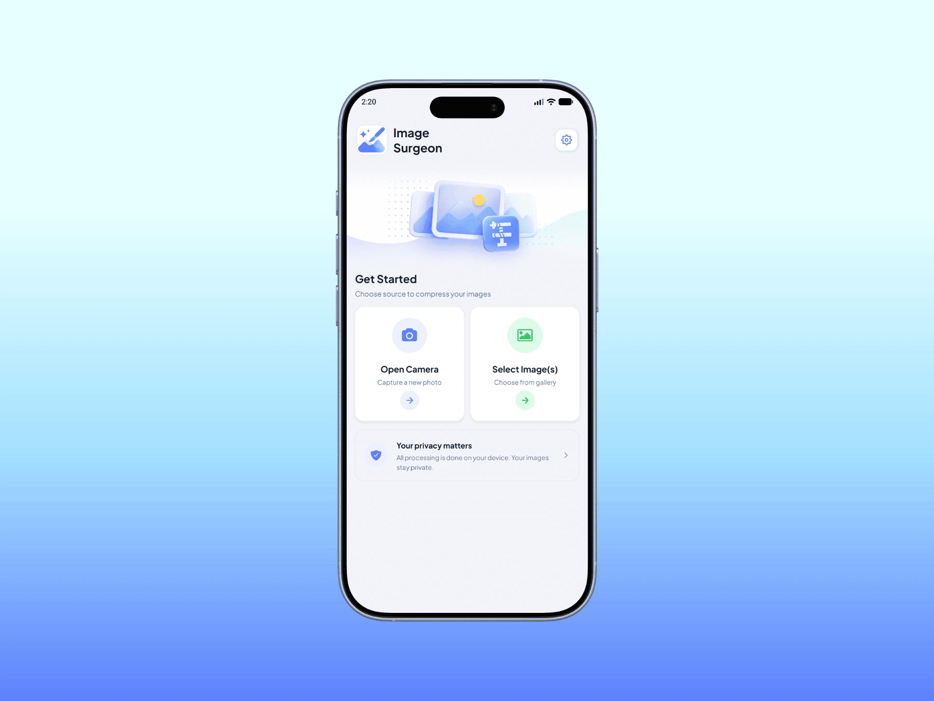 ImageSurgeon — home screen